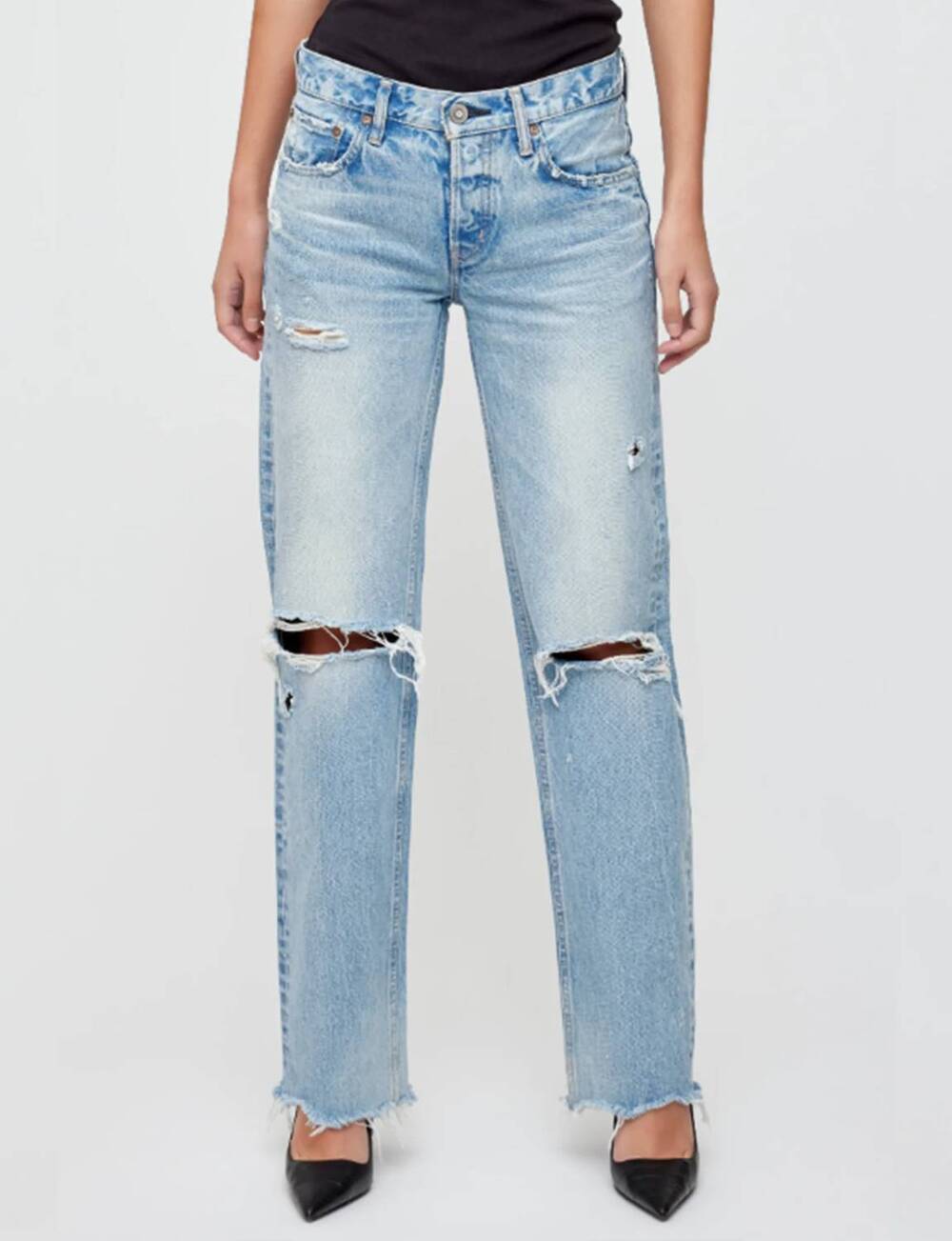 NEW MOUSSY odessa low straight jeans in light blue